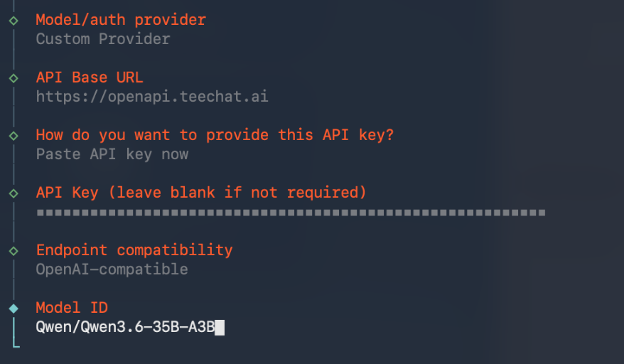 OpenClaw: Custom Provider filled with TeeChat OpenAPI